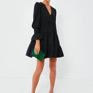 Pomander Place Tuckernuck black Kenzo Dress Crepe small Long sleeve mini v neck
